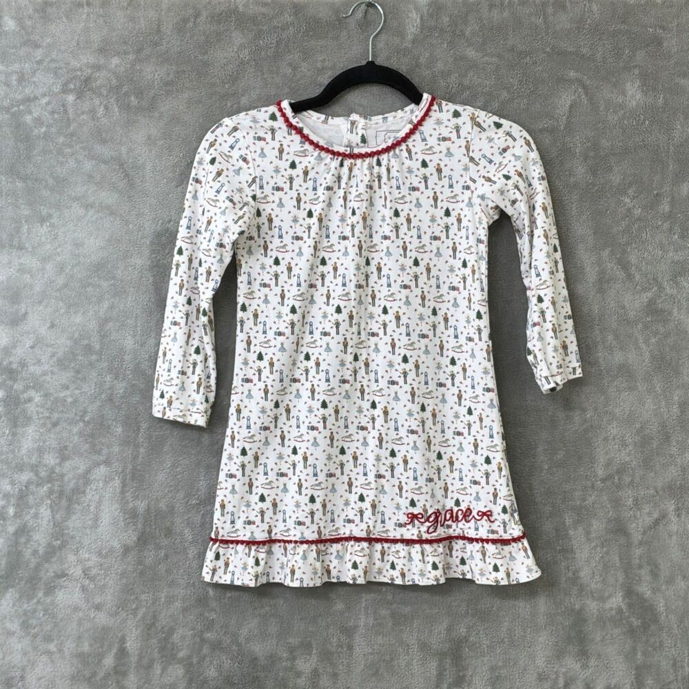 Lila and Hayes Girls Pima Cotton Holiday Nightgown Dress Sz. 6 embroidered Grace